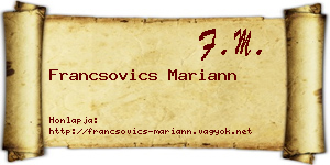 Francsovics Mariann névjegykártya